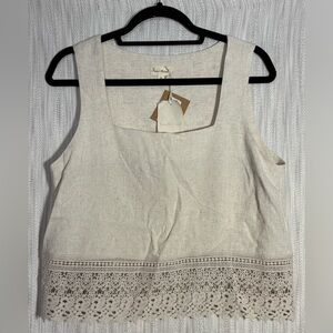 Hem & Thread Cream Lace Trim Tank Top
